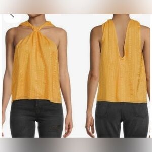Frame 100% Silk Crinkle Draped
Halter Neck KUMQUAT Top